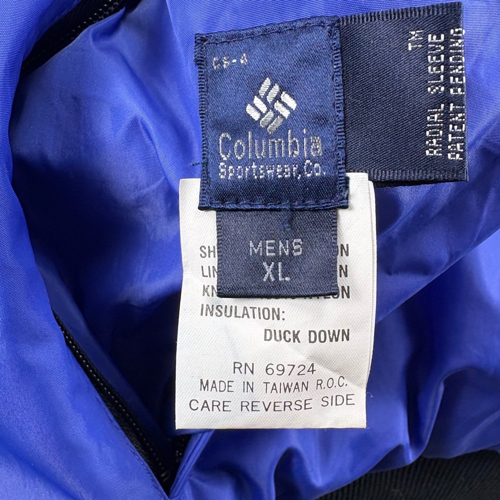 VNTG Columbia Duck Down Puffer Jacket Mens XL Blue Red Reversible Duck Down Coat - Picture 16 of 16